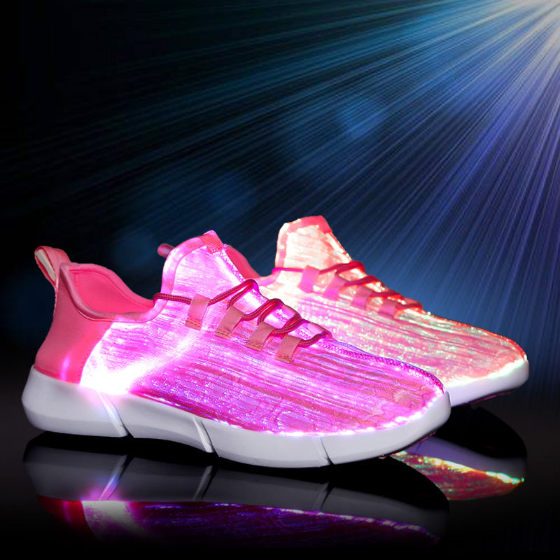 Solid Color Casual Flashing Luminous Sneakers, Lace Up Breathable Low-top Sporty Trainers, LED Rechargeable Glowing Shoes