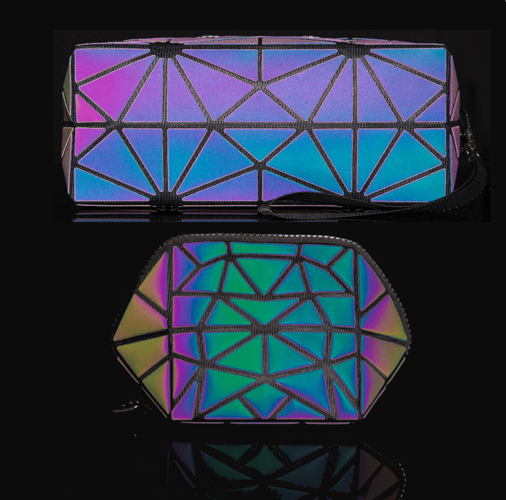 3pc Glow Radium Holographic Reflective Makeup Bag Se