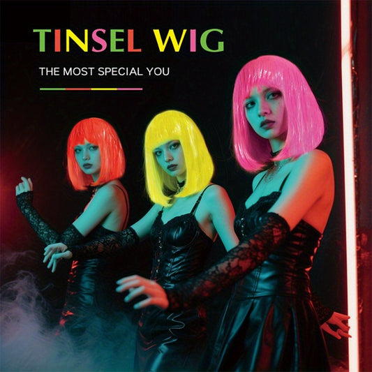 1pc Glow in the Dark Cosplay Wig - UV/Blacklight Activated Neon Pink, Party Dance Wig for Halloween, Costume Events, Clubs - Fluorescent Party Hair with Lightweight Plastic Construction, Club Night Outfit, Festive Decoration,