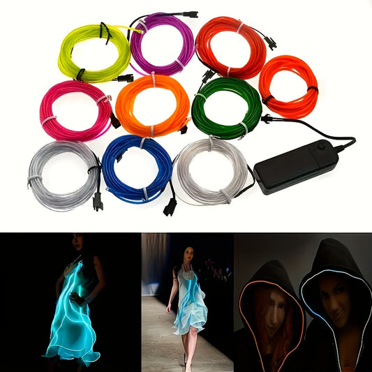 1pc Funky LED Neon Light-Up Wire Cable for Costumes, Parties & Raves - Adjustable Headband, 6 Colors (Blue/Green/Orange/Pink/Purple/White), Battery-Powered (No Batteries Included), Safe Low-Power Design for Halloween, Christm