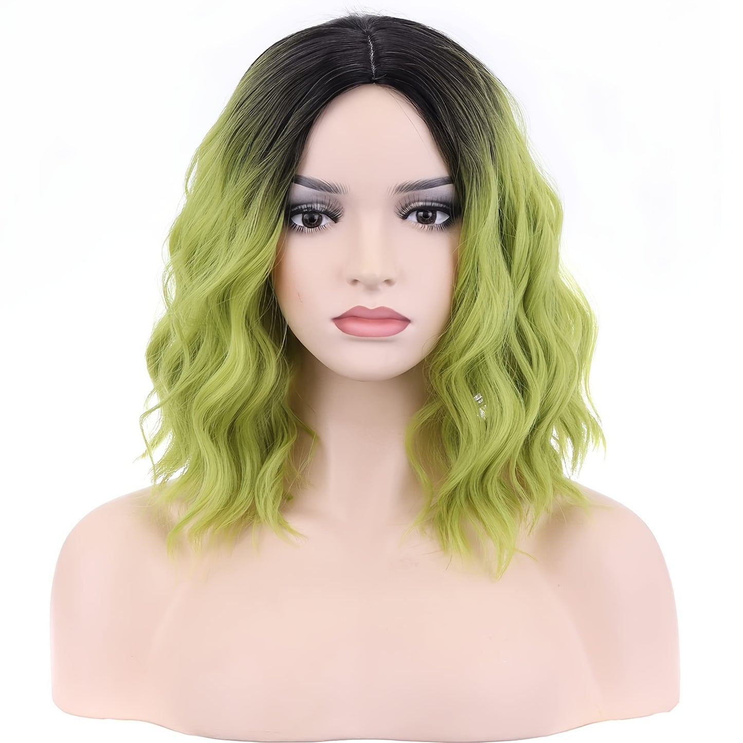 1pc Women'S Cosplay Curly Wave Wig, High Temperature Fiber, Medium Parted Mixed Color, Rose Net Cap, Long Hair for Festival and Party Wear
