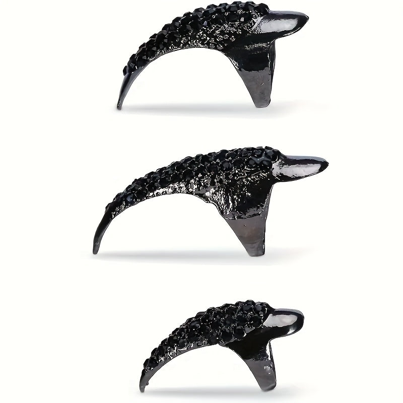 5pcs, Eagle Claw Ring, Punk Style Cat Claw Ring, Gothic False Nails, Armor Effect Finger Joints Curved Sharp Claws, Suitable for Role-Playing Parties, Unisex Halloween Gifts, Exaggerated Long Nails, Personalized Fashion Style