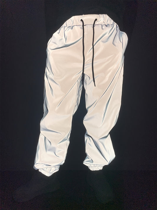 Spring and Autumn Men's Nighttime Reflective Sweatpants Fashion Streetwear Illuminated Straight Casual Trousers