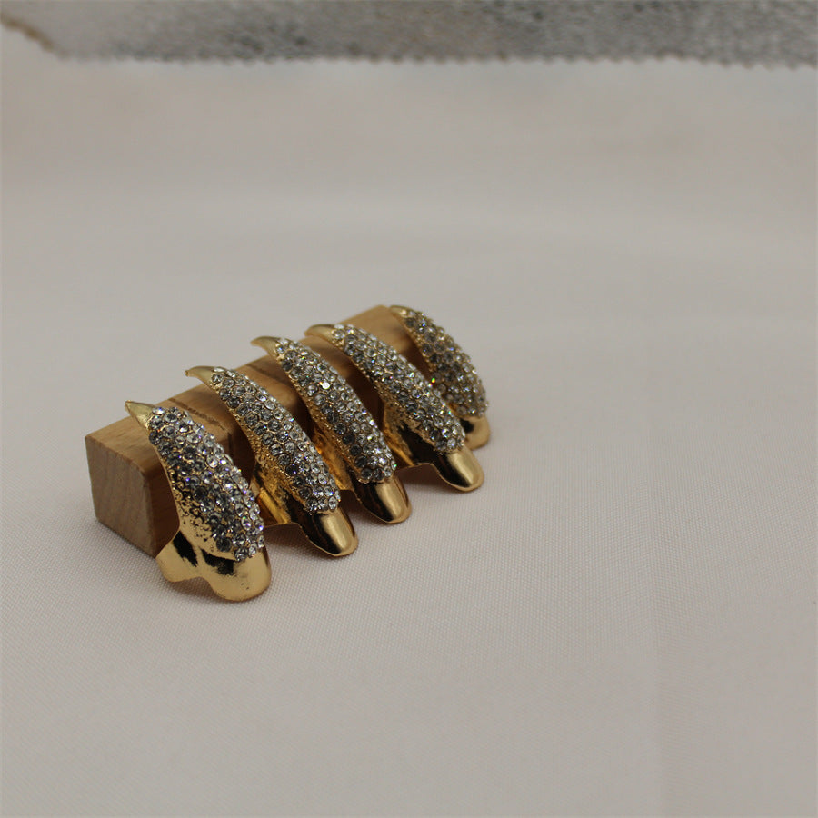 5pcs, Eagle Claw Ring, Punk Style Cat Claw Ring, Gothic False Nails, Armor Effect Finger Joints Curved Sharp Claws, Suitable for Role-Playing Parties, Unisex Halloween Gifts, Exaggerated Long Nails, Personalized Fashion Style