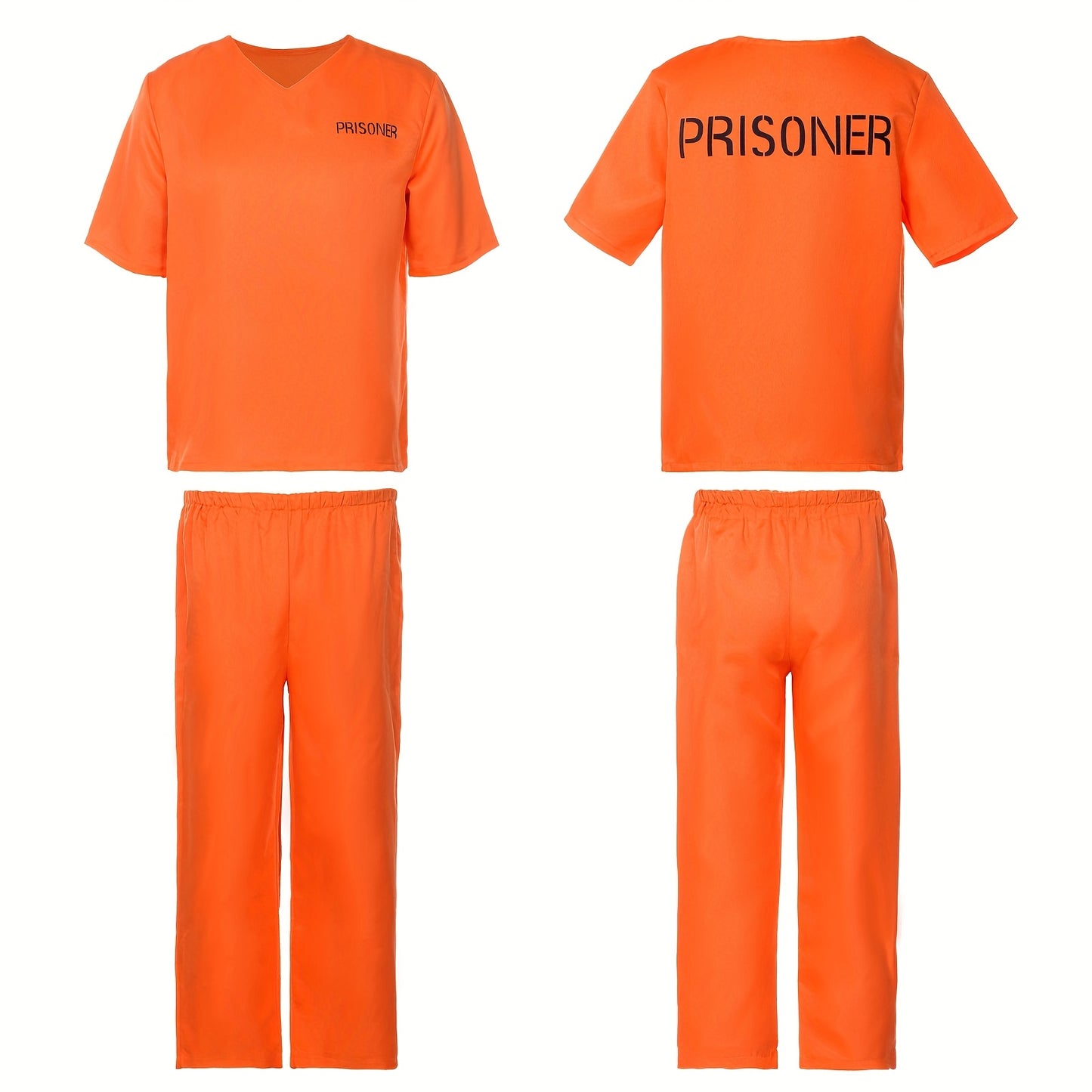 2pcs Men's Halloween prison outfit, orange prisoner top with orange trousers, Halloween costume for cosplay, autumn Men's clothing, Prison Roleplay, Themed Party Wear, Scary Costume, Stylish Cosplay, Quality Stitching, Breath
