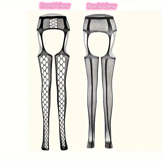 4 Pairs Set Fishnet Thigh High Garter Stockings Patterned Tights for Women Suspender Sheer Pantyhose for Halloween Cosplay Party