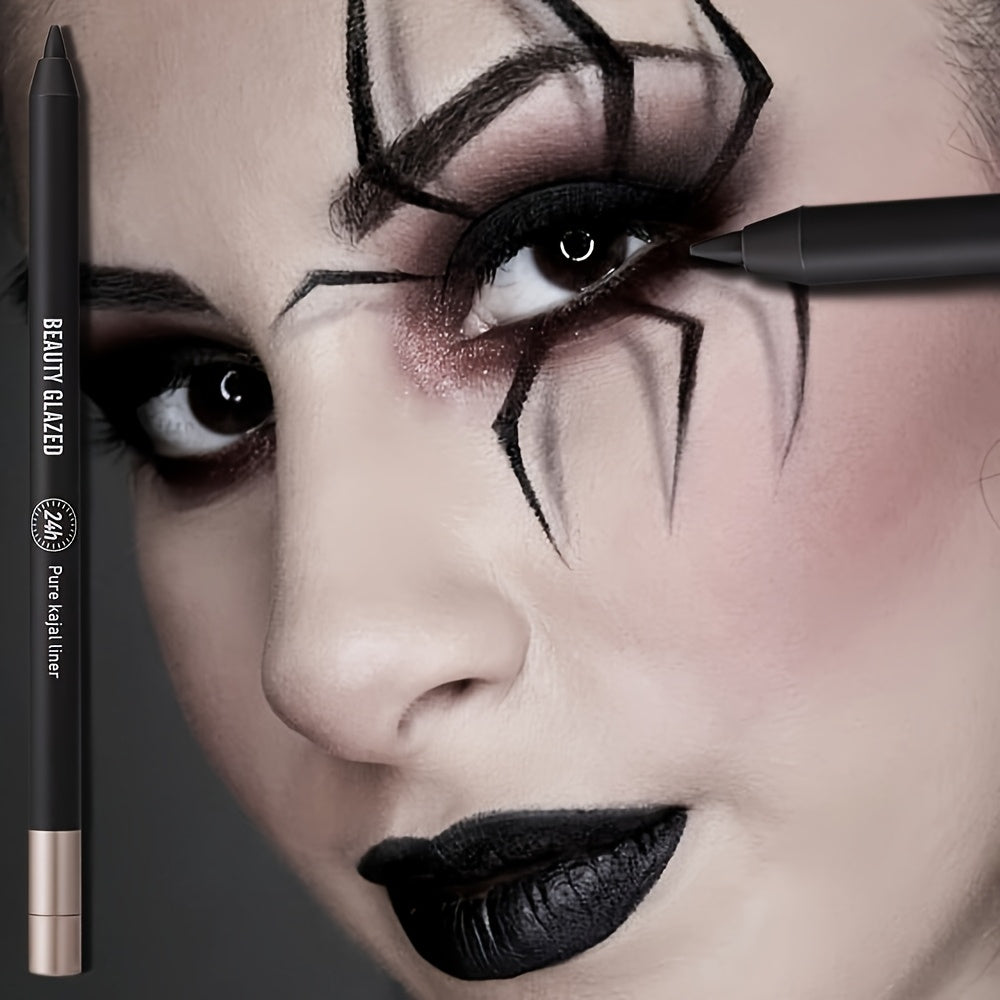 3pcs/SET makeup set: lipstick + eyeliner + eyeshadow, black series, matte waterproof lipstick, black waterproof eyeliner, shiny liquid pearlescent eyeshadow, match to create a black punk makeup, perfect for Halloween