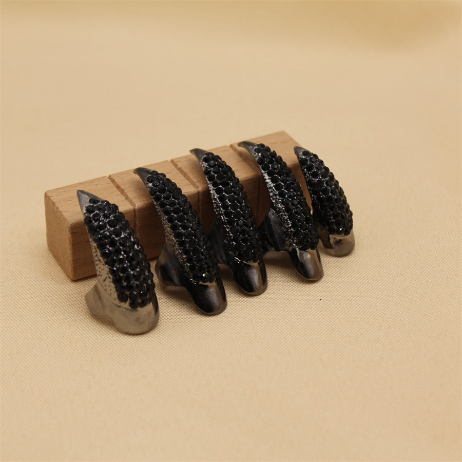 5pcs, Eagle Claw Ring, Punk Style Cat Claw Ring, Gothic False Nails, Armor Effect Finger Joints Curved Sharp Claws, Suitable for Role-Playing Parties, Unisex Halloween Gifts, Exaggerated Long Nails, Personalized Fashion Style