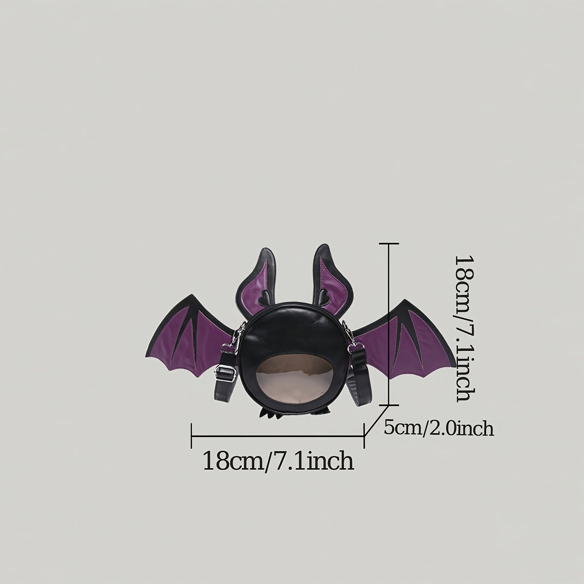 1pc Fashionable Devil Bat-Shaped Synthetic Leather Crossbody Bag with Detachable Strap - Lightweight, Zip Closure, Halloween Themed Accessory for Women in Grey/Purple/Red - Perfect for Parties, Outdoor Fun & Costume Matching
