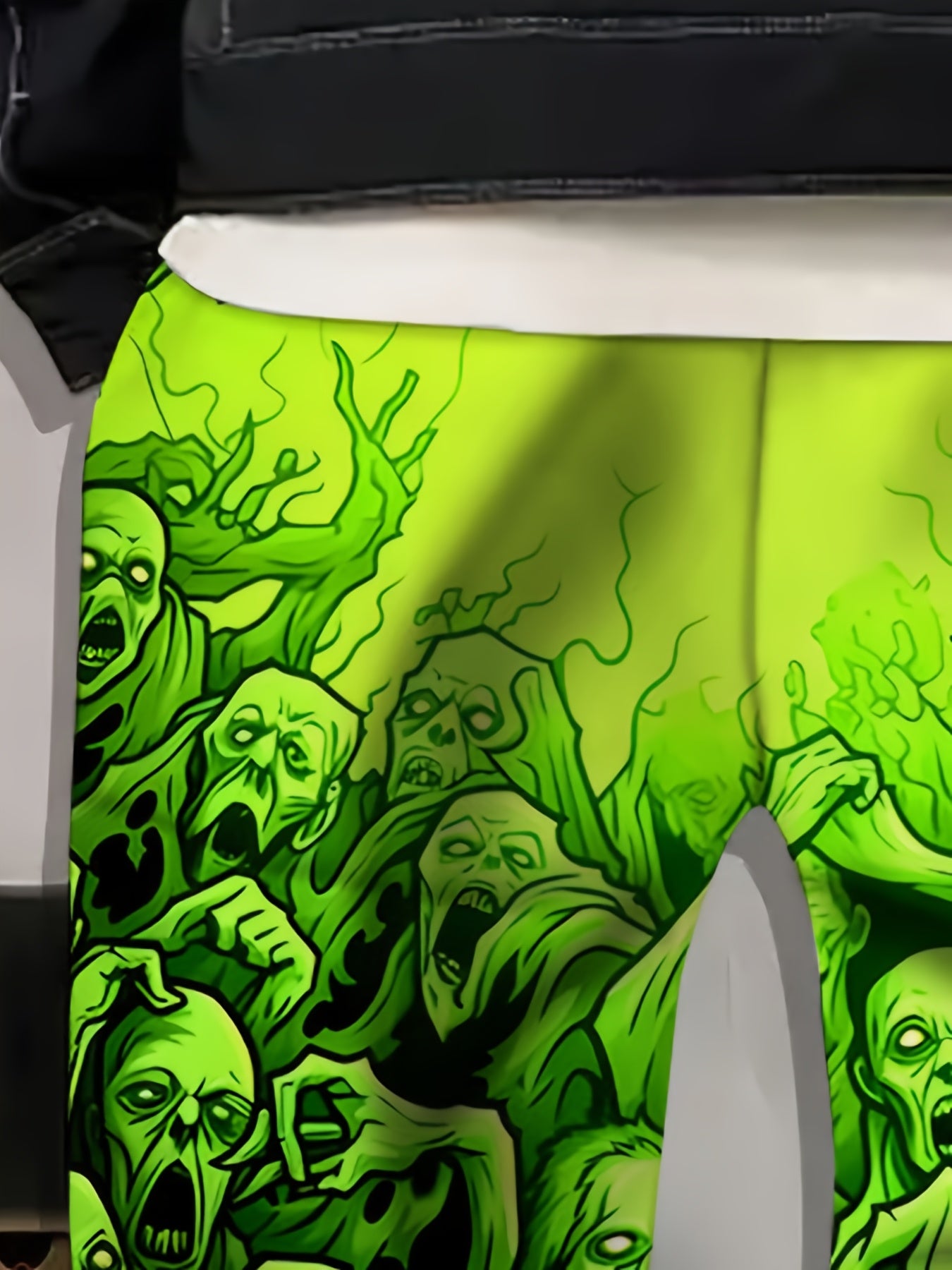 Men's 3D Zombie Horde Print Joggers - Neon Green Casual Pants with Drawstring Waist & Pockets, Full-Body Graphic Design, Regular Fit for Lounge, Gym, or Streetwear - Machine Washable, Jogging Pants, Adjustable Comfort Fit