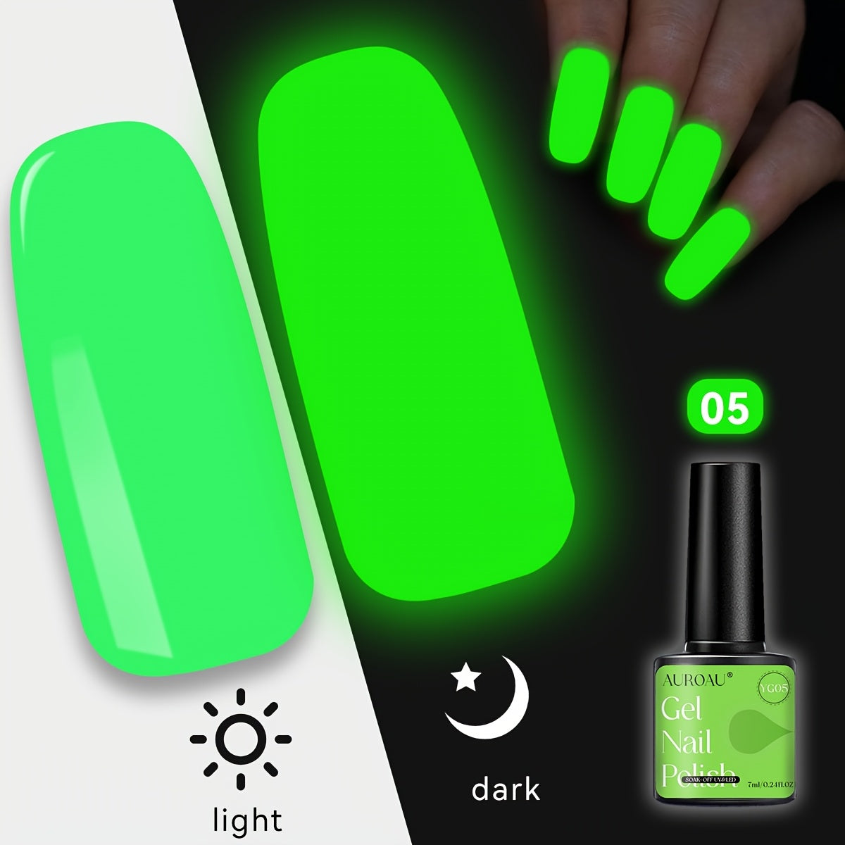1pc Auroau Gel Nail Polish, Luminous Long-Lasting Nail Gel, Vibrant Color Palette, Non-Toxic, Fast-Drying, High Saturation, Easy to Apply, with Alcohol-Free Formula, for Parties, Dates, Clubbing, Ideal Gift for Christmas & Ne