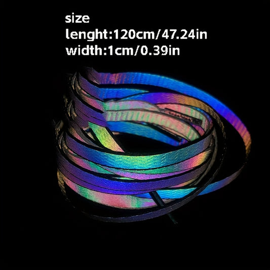 1 Pair Holographic Reflective Shoelaces - Dual-Sided High-Intensity, Durable & Dirt-Resistant for Sports Shoes, Sneakers, and Casual Footwear, Reflective Shoe Laces