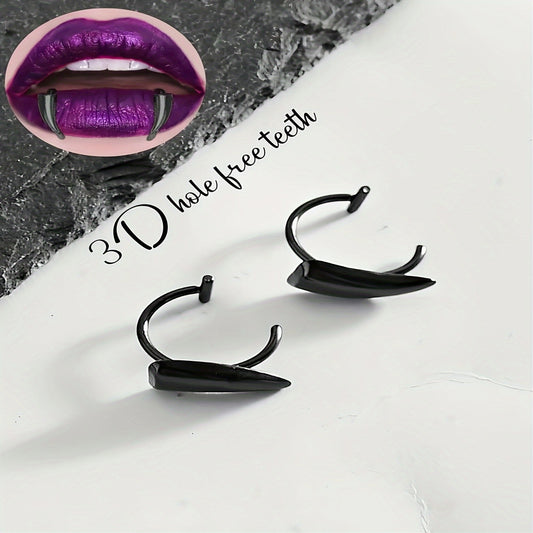 Fashionable And Trendy Unisex Vampire Fang-shaped Lip Accessory, Wolf Fang-shaped Jewelry, 2-4 Pieces, No Need For Piercing