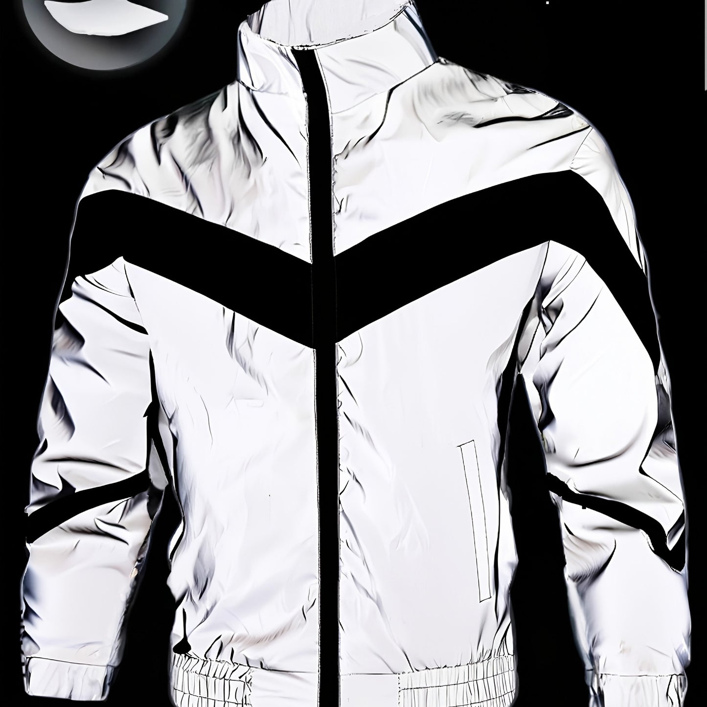 Men'S Reflective Windproof Hooded Jacket - Lightweight Zip-Up Outdoor Running & Cycling Coat with Stand Collar, Polyester Lining, and Adjustable Cuffs for Enhanced Visibility in the Rain or Cold Weather, Windbreaker Jacket