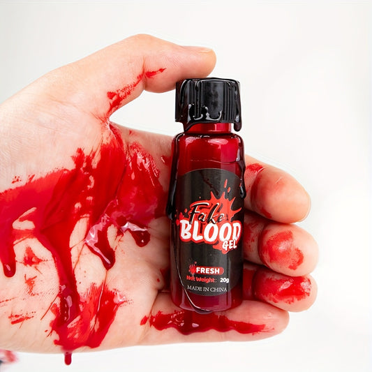 Washable Fake Blood Makeup with Brush - Perfect for Vampires, Zombies, Clowns & Cosplay - Realistic Clotted Blood Effect