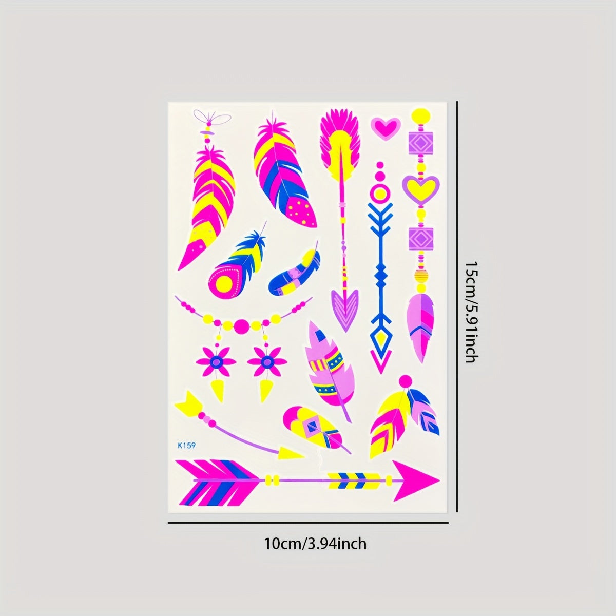 12 Sheets NeonGlow in the Light Temporary Tattoos
