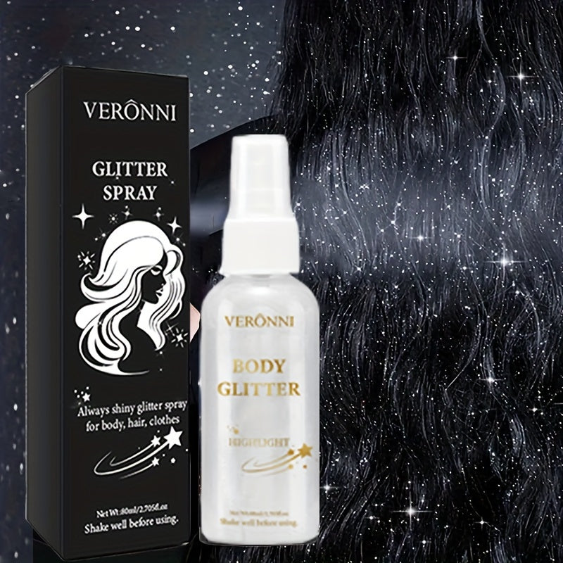 Glitter Highlighter spray, face body collarbone hair spray, Holiday party highlighter spray