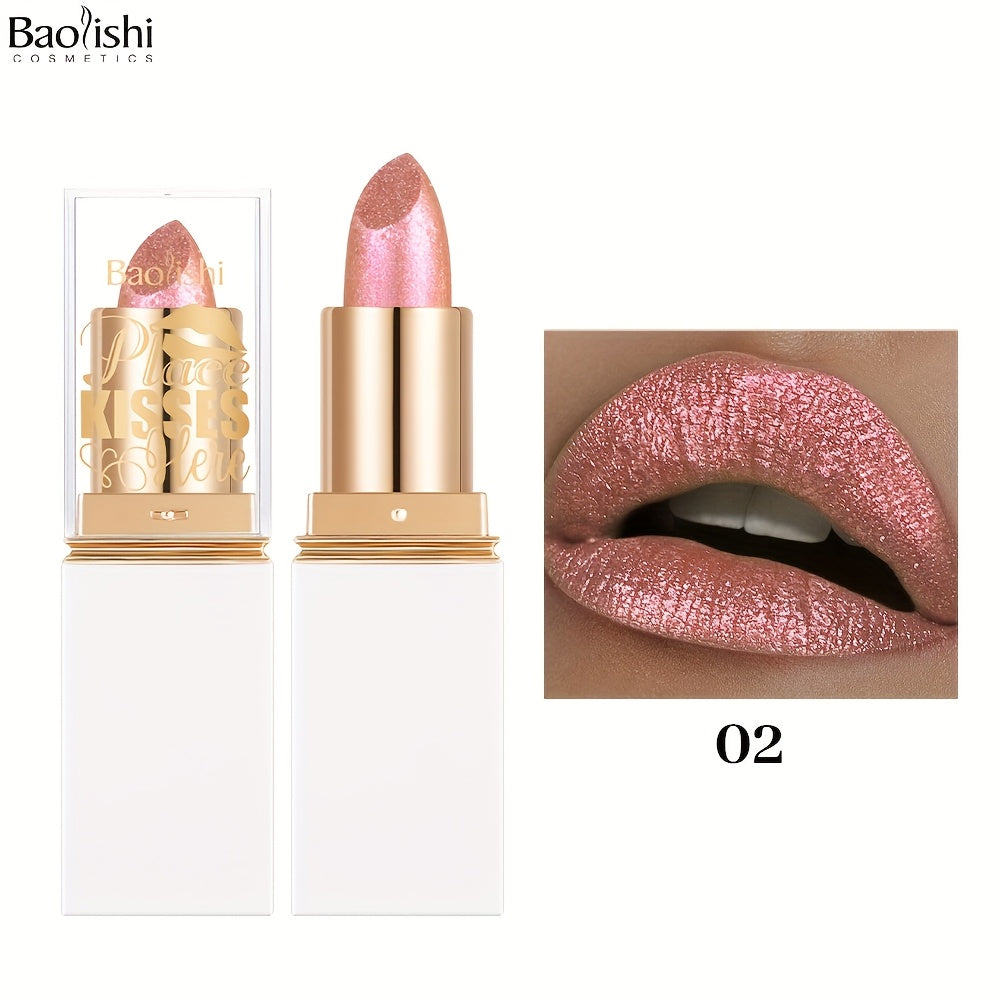 BAOLISHI Chameleon Shiny Lipstick, Highly Pigmented Metallic Lipstick Shiny Gradient Color Long-lasting Makeup Sparkle For All Day For Music Festival