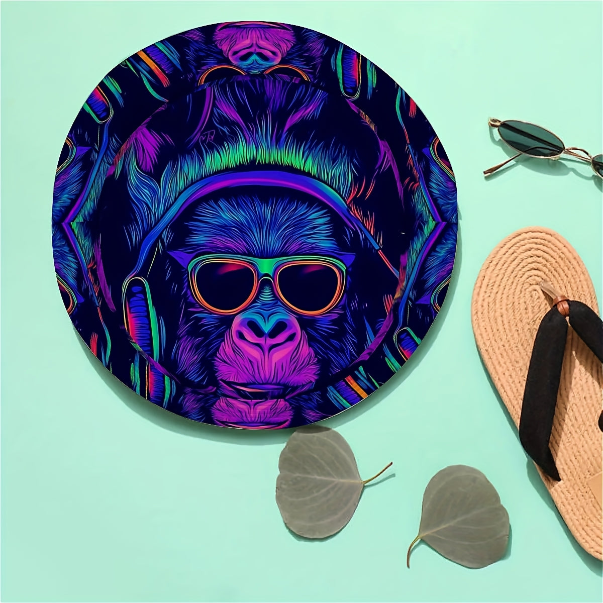 1pc WKHRSYT Music Festival Bucket Hat - Vibrant Neon Gorilla Print, Unisex Outdoor Sun Hat for Roskilde Festival, Hip-Hop Rock Style, Northern Europe's Largest Open-Air Concerts, Pop & Indie Events, Concert Accessories, Light