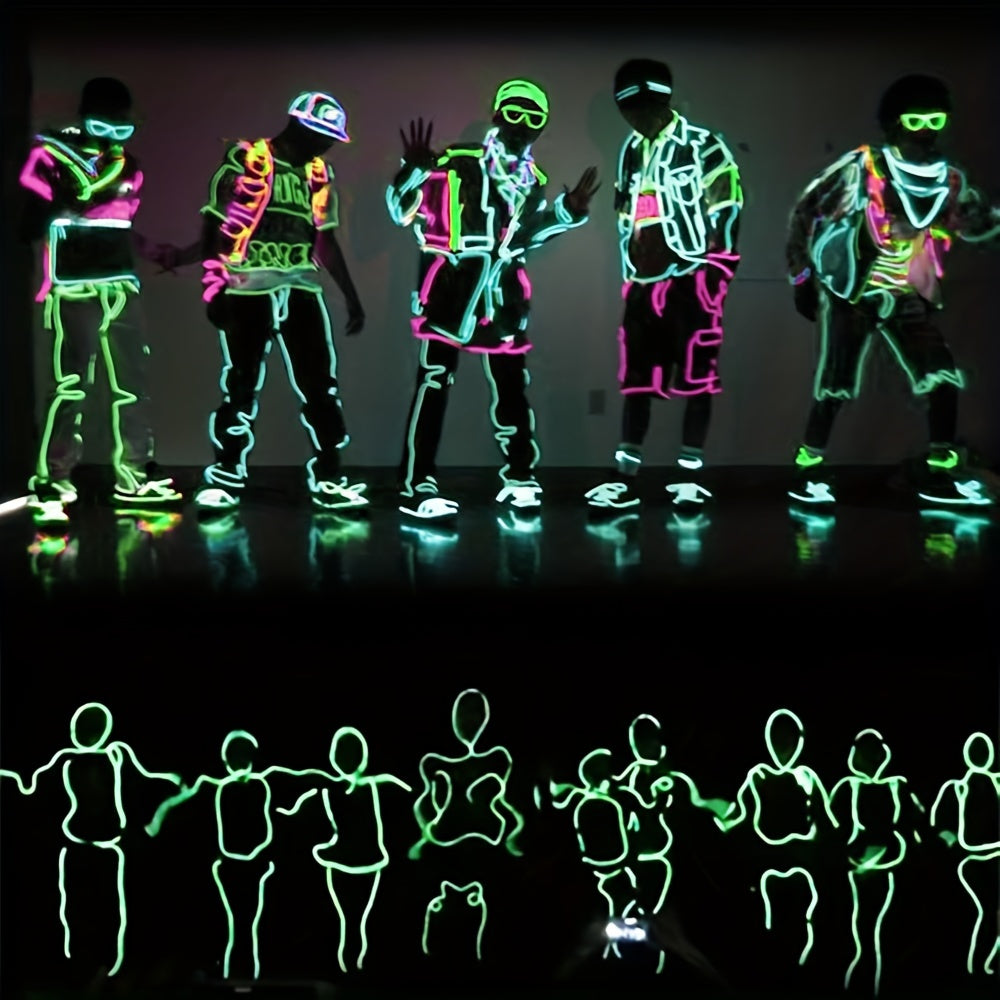 1pc Funky LED Neon Light-Up Wire Cable for Costumes, Parties & Raves - Adjustable Headband, 6 Colors (Blue/Green/Orange/Pink/Purple/White), Battery-Powered (No Batteries Included), Safe Low-Power Design for Halloween, Christm