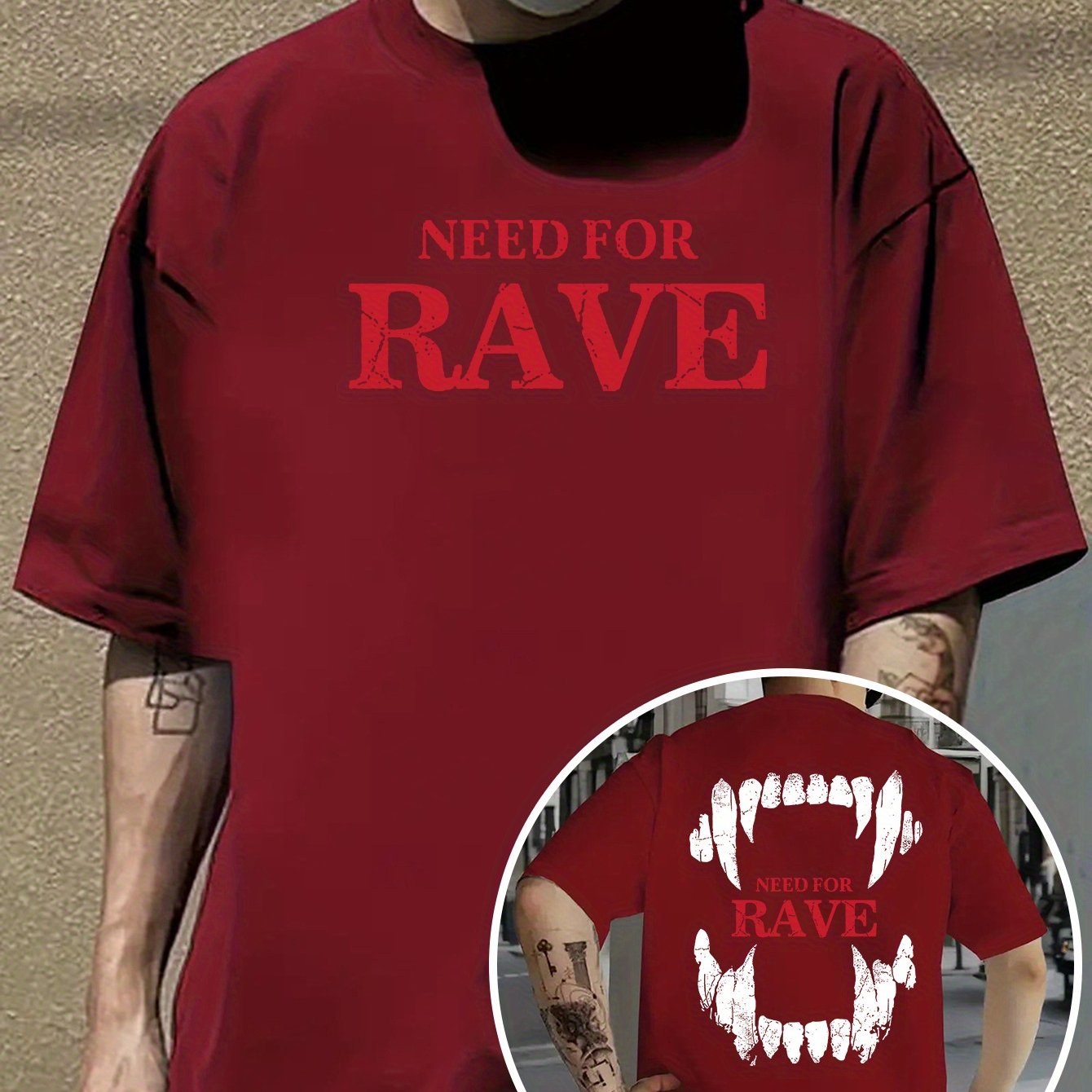 Men's Casual Graphic T-Shirt - "NEED for RAVE" Print, Light Purple, Loose Fit, Breathable Fabric, Street Style Short Sleeve Tee for Summer, Festive Clothing | Bold Print Shirt | Comfortable Wear