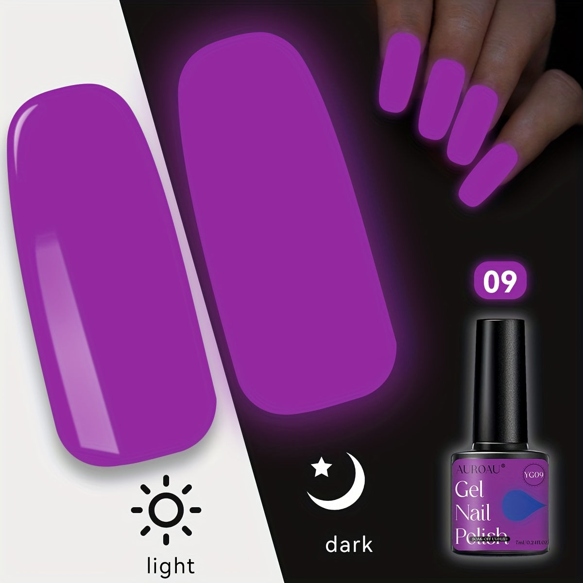 1pc Auroau Gel Nail Polish, Luminous Long-Lasting Nail Gel, Vibrant Color Palette, Non-Toxic, Fast-Drying, High Saturation, Easy to Apply, with Alcohol-Free Formula, for Parties, Dates, Clubbing, Ideal Gift for Christmas & Ne