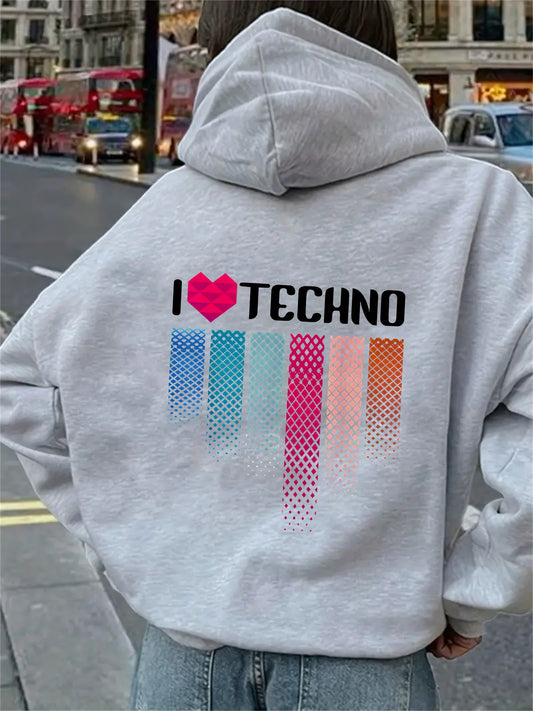 Techno Enthusiast Electronic Music Print - Slim Fit Elegant Fashionable Comfortable Warm Non-Pilling Women's Zip-Up Jacket - Casual Sport Coat S-XL Size Black Gray Everyday Color