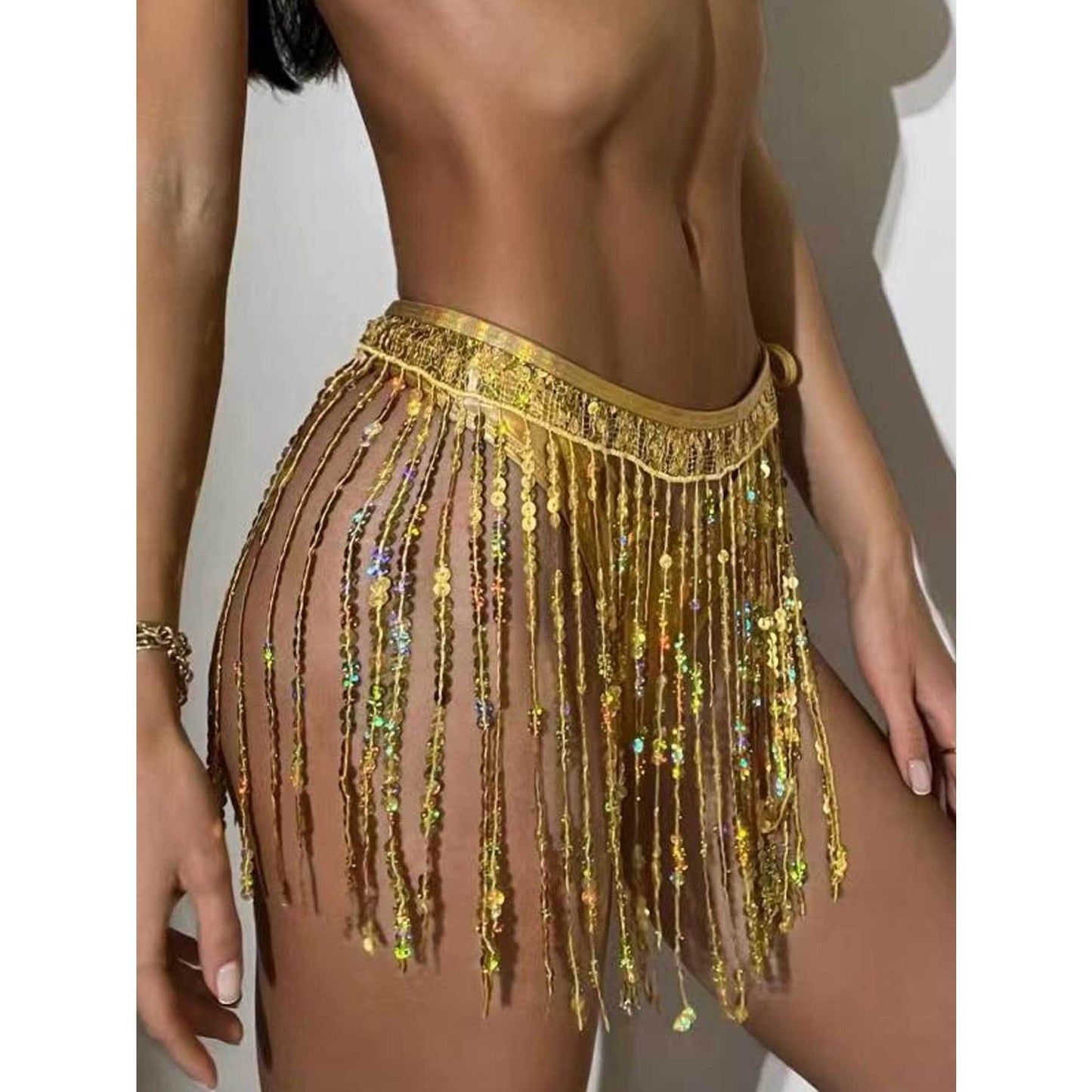 sparkling sequin tassel skirt in one piece - a must-have party artifact! Let you instantly transform into a sexy hottie, and your tasseled dress will shine all over the place, showing off your charm and confidence!