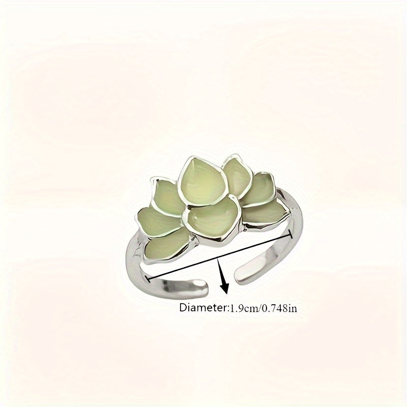 Glow-in-the-Dark for Lotus Flower Ring for Men & Women - Elegant Black & Blue Faux Design, Fashionable Accessory for Festivals, Festival Jewelry|Glamorous Accessory|Alloy Construction, for Lotus Flower Jewelry