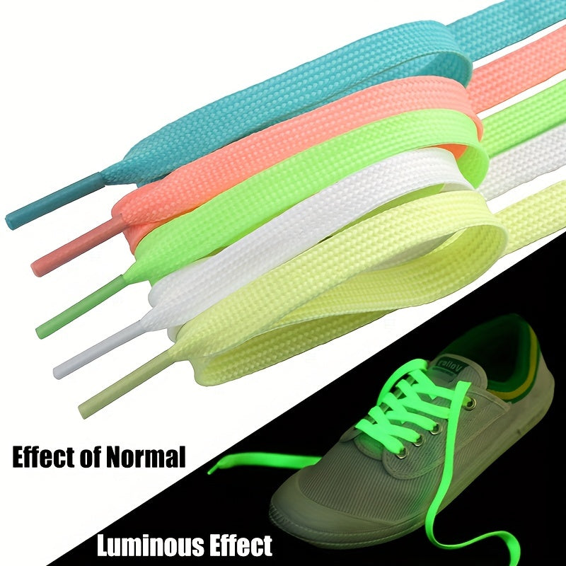 1pair Luminous Shoelaces Men's Women's Sneakers Shoelaces, Glow In The Dark, Fluorescent Shoelaces For Party Dance Dress Up