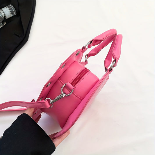 Spider Web Print Heart-Shaped Crossbody Bag for Women - Adjustable Detachable Strap, Zipper Closure, Gothic Handbag in Pink/Black, Y2K Rock Punk Style for Halloween, Music Festivals & Role Play, Spiderweb Purse, Halloween Acc