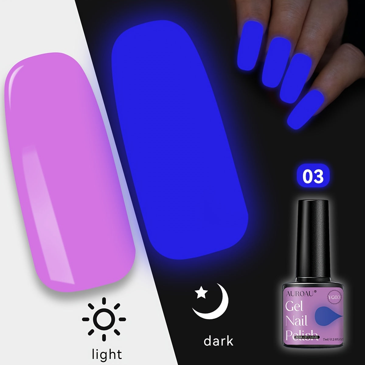1pc Auroau Gel Nail Polish, Luminous Long-Lasting Nail Gel, Vibrant Color Palette, Non-Toxic, Fast-Drying, High Saturation, Easy to Apply, with Alcohol-Free Formula, for Parties, Dates, Clubbing, Ideal Gift for Christmas & Ne