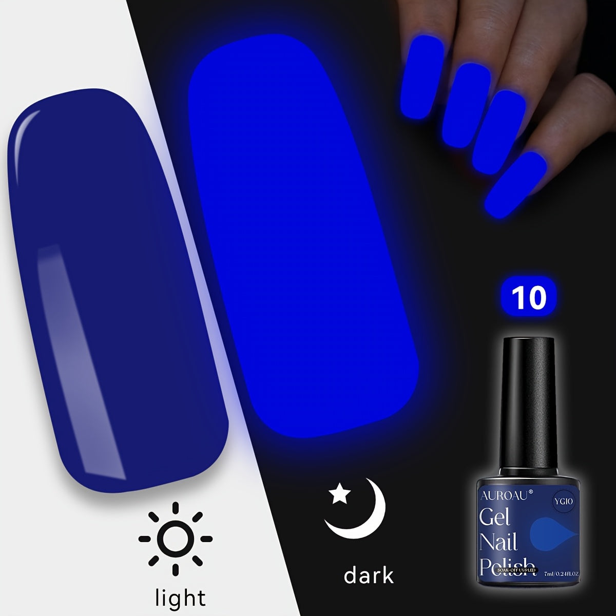 1pc Auroau Gel Nail Polish, Luminous Long-Lasting Nail Gel, Vibrant Color Palette, Non-Toxic, Fast-Drying, High Saturation, Easy to Apply, with Alcohol-Free Formula, for Parties, Dates, Clubbing, Ideal Gift for Christmas & Ne