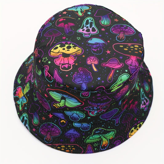 1pc Vibrant Mushroom Pattern Reversible Bucket Hat