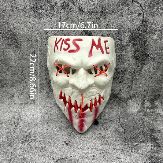 Glow-in-the-Dark Halloween Kiss Me Mask for Spooky Parties, Cosplay & Festive Costumes – Requires 2x AA Batteries (Batteries Not Included)