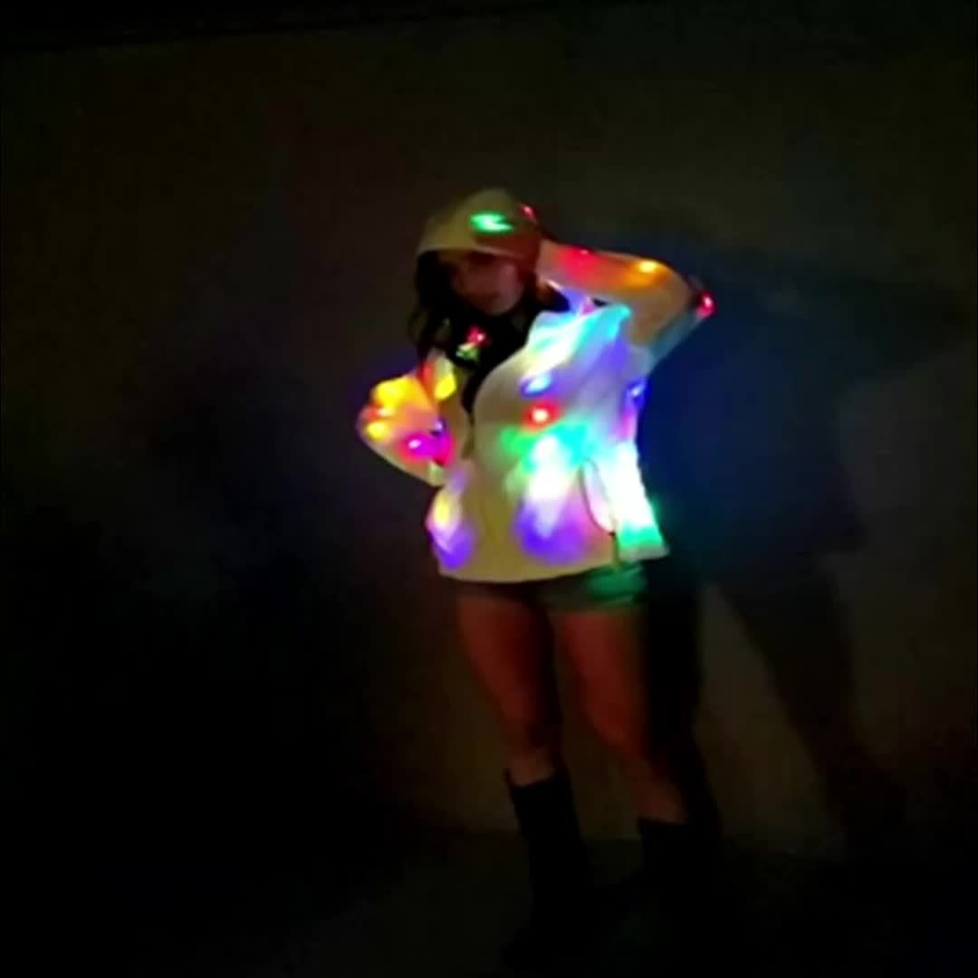 Colorful Glowing Clothing, a Stunning White Jacket, Party Hoodies, And Cool Club Outfits.