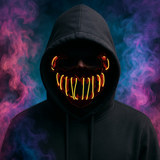 LED Glowing Skull Mask - Essential for Halloween Horror Parties, EDM Festivals, and Night Events. Unisex Design Perfect for Halloween/Carnival/Music Festival, Scary Halloween Costume, Halloween Costumes for Women, Women Hallo