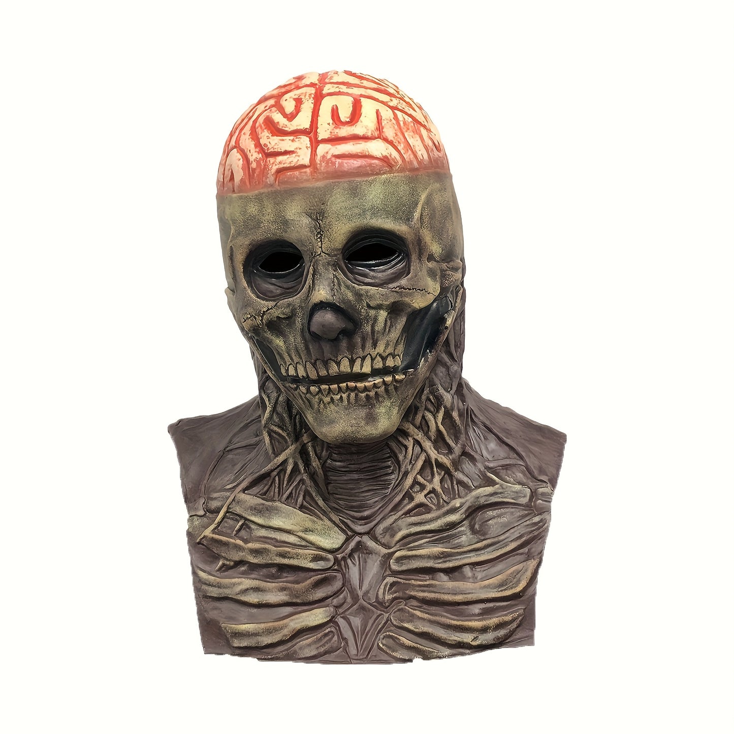 [Scary Horror Mask] Scary Horror Prop - 1pc Natural Latex Blood Cerebrum Full Head Skull Gentleman Mask | Halloween, Christmas Carnival & Cosplay Party | Ideal Masquerade Gift with Frightening Atmosphere