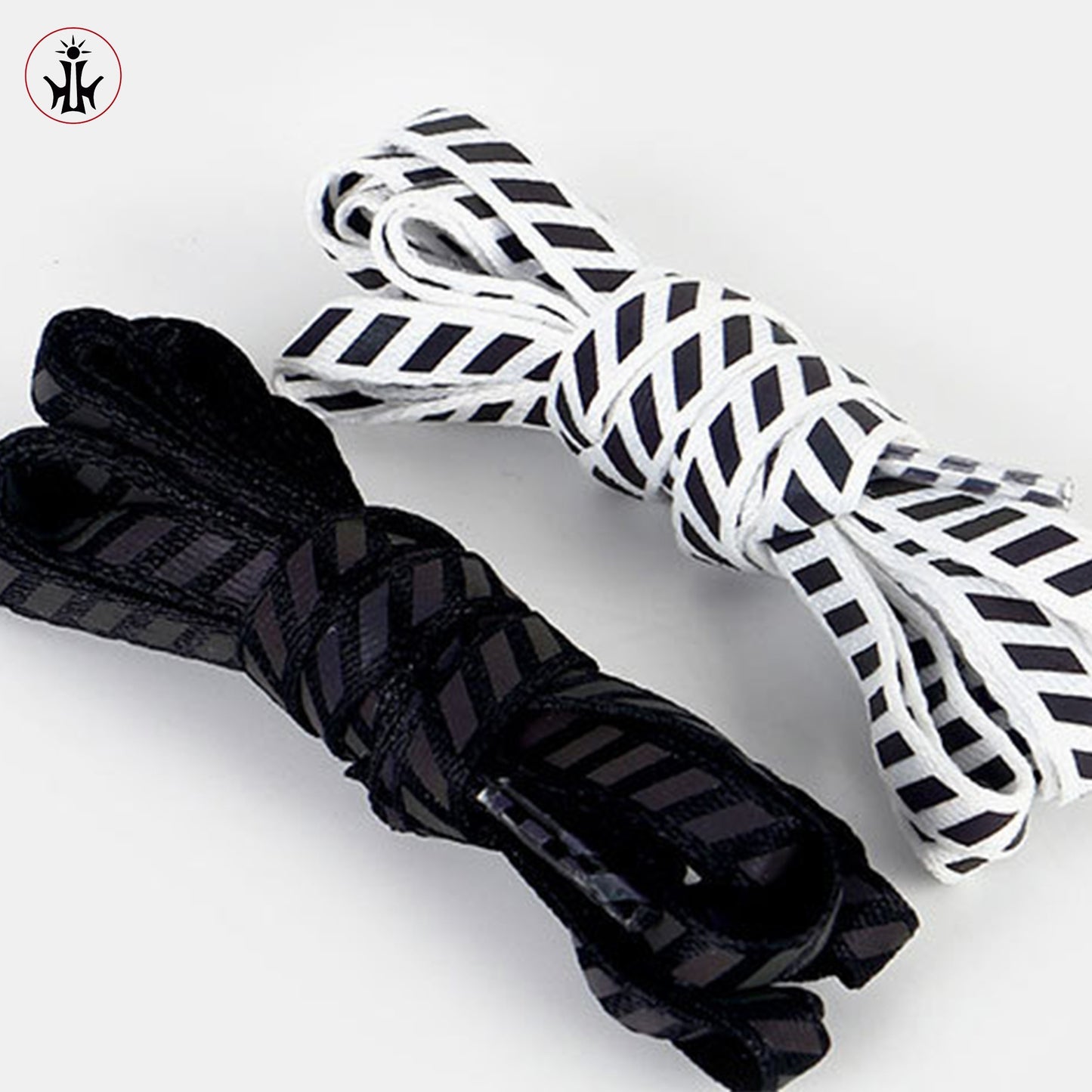 1 Pair Reflective Striped Flat Laces