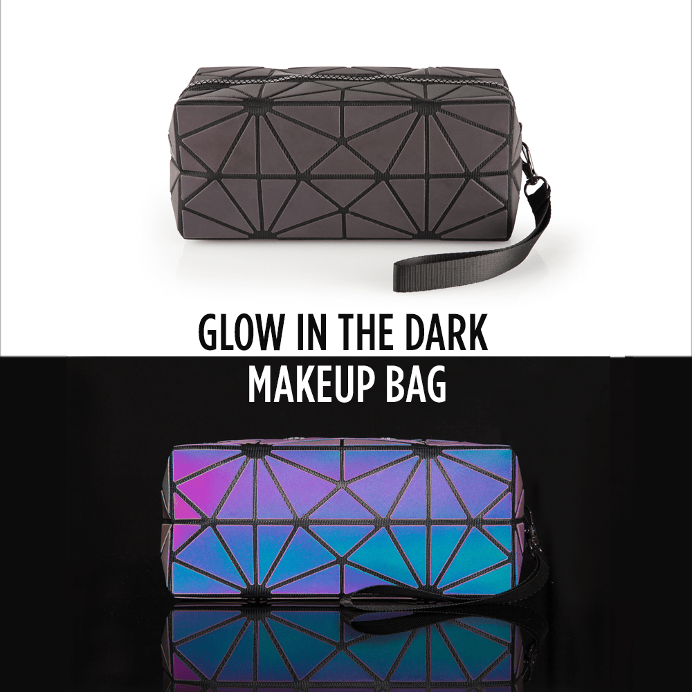 UK LOCAL SELLER - Holographic & Reflective Makeup Bag Medium - Glow in The Night Geometric Rhombus Polyester Lightweight Luxury Cosmetic Pouch Durable with Smooth Zip Multi-Purpose Use Travel Purse | Sent and Fulfilled from U