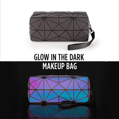 UK LOCAL SELLER - Holographic & Reflective Makeup Bag Medium - Glow in The Night Geometric Rhombus Polyester Lightweight Luxury Cosmetic Pouch Durable with Smooth Zip Multi-Purpose Use Travel Purse | Sent and Fulfilled from U