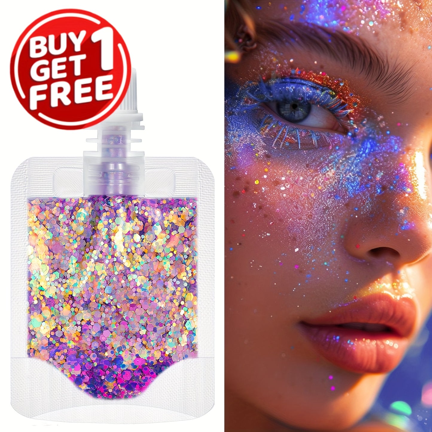 2pcs mermaid Gel Body Glitter- Vibrant Sequin Mermaid Makeup, Eye Shadow & Face Patch, Ideal for Beach & Party Looks, Very suitable for music festivals,Beach Makeup|Vibrant Glitter |Colorful Glitters