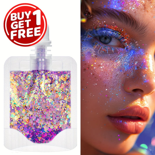 2pcs mermaid Gel Body Glitter- Vibrant Sequin Mermaid Makeup, Eye Shadow & Face Patch, Ideal for Beach & Party Looks, Very suitable for music festivals,Beach Makeup|Vibrant Glitter |Colorful Glitters