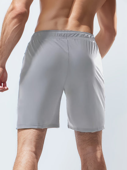 [Moisture-Wicking Shorts] Moisture-Wicking Men's Athletic Shorts | Lightweight Gym Training Shorts with Zipper Pockets & Drawstring Waist - Geometric Pattern, Machine Washable for Casual & Active Wear