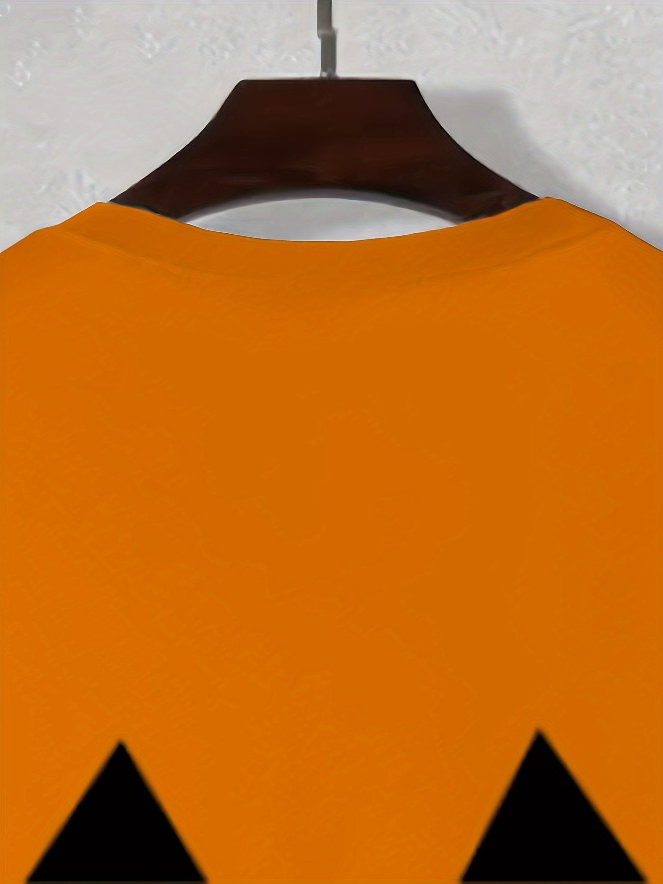 [Halloween Pumpkin Face T-Shirt] Plus Size Men's Halloween Pumpkin Face T-Shirt | Casual Crew Neck, Polyester & Spandex Blend, Slightly Stretchy Knit Fabric - Perfect for Spring/Summer/Fall, Ideal for Adults and Teens on the