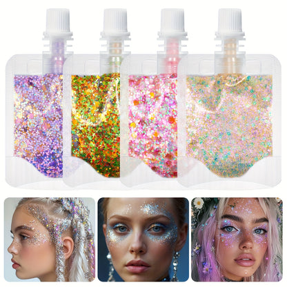 2pcs mermaid Gel Body Glitter- Vibrant Sequin Mermaid Makeup, Eye Shadow & Face Patch, Ideal for Beach & Party Looks, Very suitable for music festivals,Beach Makeup|Vibrant Glitter |Colorful Glitters