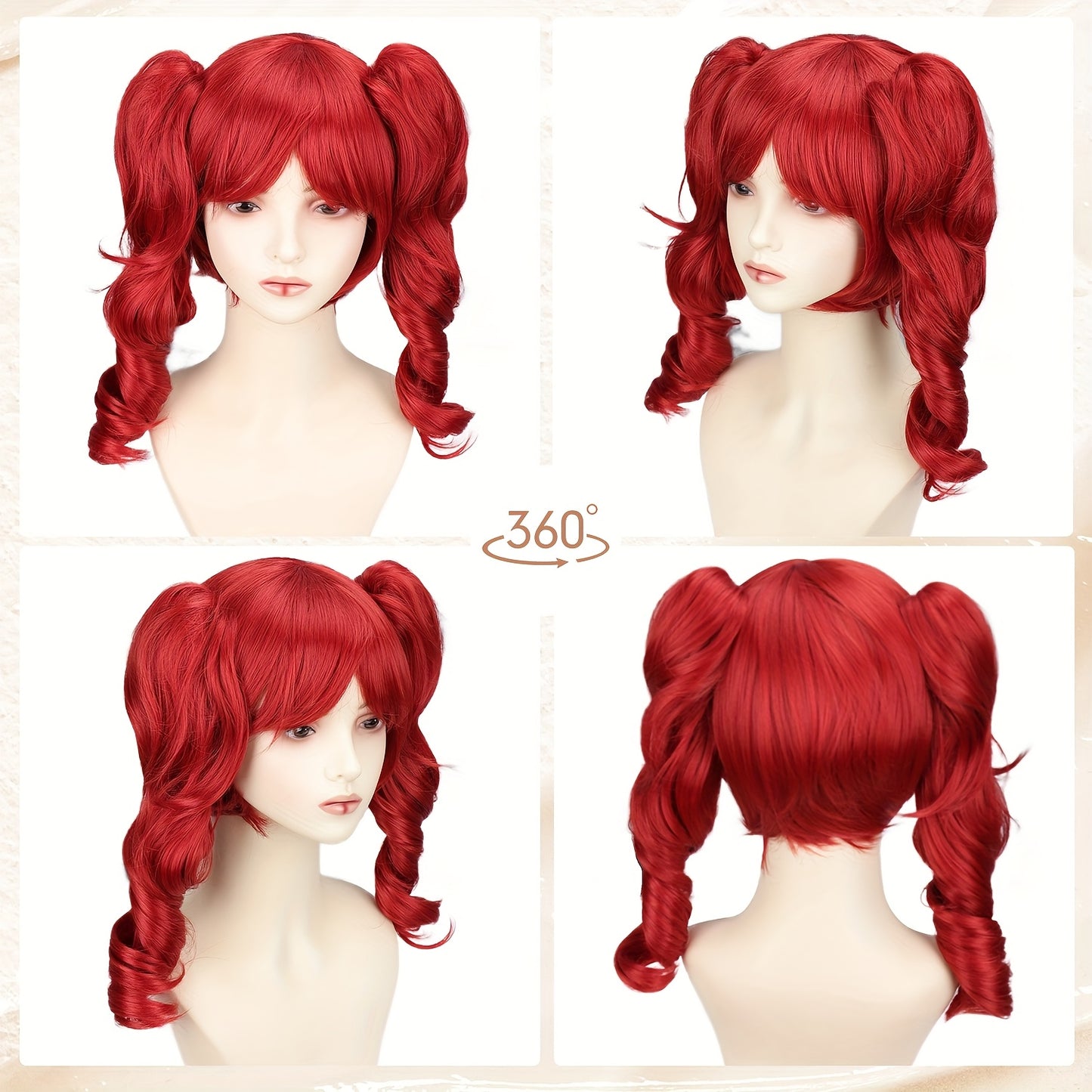 [Scary Clown Wig] Heat-Resistant Synthetic Fiber Scary Clown Wig - Red Curly Hair, Extreme Volume for Halloween, Circus, Costume Parties | Easy to Style & Maintain - Unisex Adult Horror Party Makeup - Compatible with Pennywis