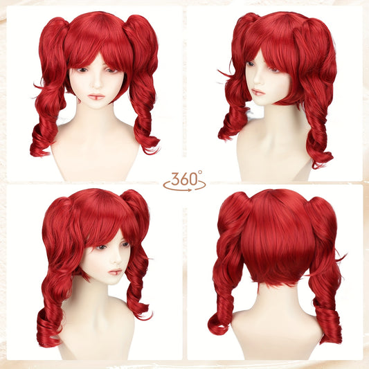[Scary Clown Wig] Heat-Resistant Synthetic Fiber Scary Clown Wig - Red Curly Hair, Extreme Volume for Halloween, Circus, Costume Parties | Easy to Style & Maintain - Unisex Adult Horror Party Makeup - Compatible with Pennywis