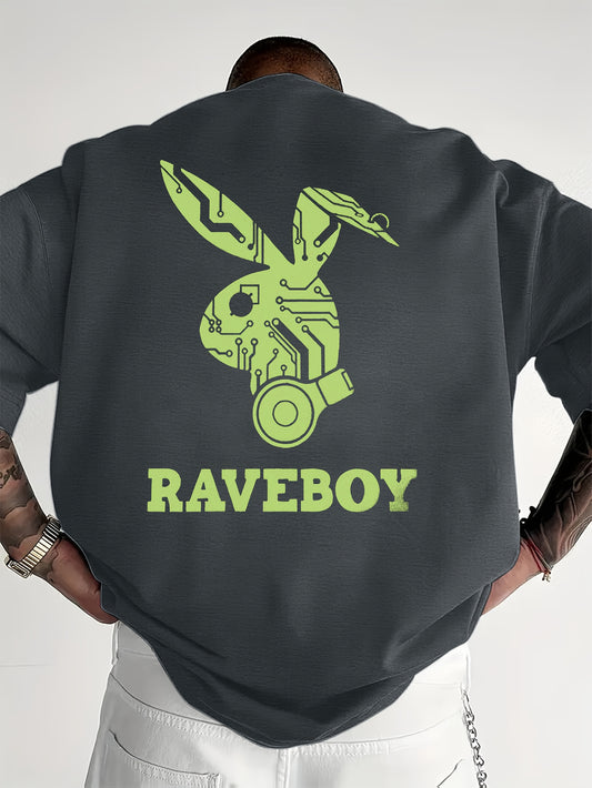 Men'S Casual Raveboy Graphic T-Shirt - Green Robot Design, Short Sleeve, Summer Tee for Adults, Casual Summer Wear | Vibrant Print Top | Comfortable Fit, Rave Clothing