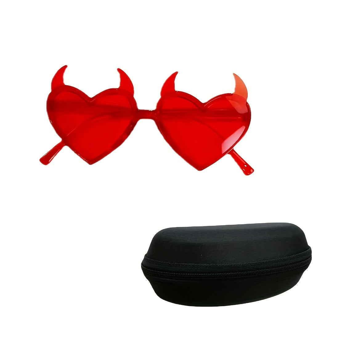 1pc - 2pcs Novelty Red Tinted Glasses with Heart-Shaped Devil Horns, Polycarbonate Halloween Costume Glasses, Themed Party & Event Accessories, Popular Culture Fashion Accessory, Valentine'S Day, Easter, Halloween, Halloween